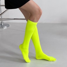 2족세트 두꺼운 쿠션 무지 골프 스포츠전용 푹신한 파일 여자 여자 골프 양말 니삭스, 2개세트형광연두, 2개