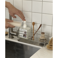 오쏘리빙 스테인레스 304 수세미 거치대 걸이 물빠짐 주방세제 선반 받침 정리대 싱크대, 확장형, 1개