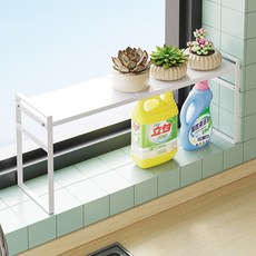 주방 정리 선반 미니선반 길이 신축 35~60cm 높이 조절 가능, 화이트, 1개