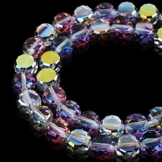 DIQIO 주얼리 제작용 6mm 스파클 플랫 크리스탈 비즈 - 팔찌용 코인 스페이서 라운드 슬라이스 93-100개 레이크 블루 AB 164529, 마젠타 그린