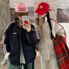 【 臺灣\齣貨 】織帶條紋 棉服 男女款 2025 鼕季 加厚 情侶格子 拚接 棉衣立領 麵包服【檸檬潮玩精品店】