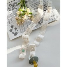 미미엘로 레이스 쪽쪽이클립 신생아 공갈 멀티 스트랩 홀더 (9차오더), 베이지, free （0-36m）