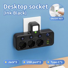 EU 전원 스트립 콘센트 플러그 소켓 USB 포트 충전기 유무 가지 가능 타입 사무실, 3USB black, Eu 플러그
