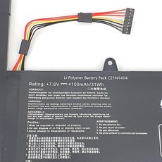 華碩 2芯 C21N1414 日系電芯 電池 C21PQ91 CKSE321D1 EeeBook X205TA, 1個, 三孔電源線