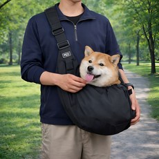 돈식스 강아지 포대기 슬링백 이동가방, 1개, 블랙