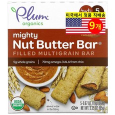Plum Organics 15개월 이상 유아용 아몬드 버터 바 스낵 5개입 95g 3개, 9개