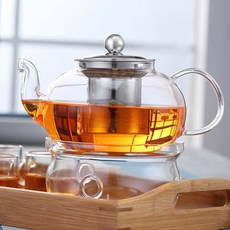 루다스 유리차주전자 내열유리 티포트 1.2L, 원형티포트-1.2L