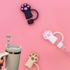 InLoop 실리콘 스탠리 호환 텀블러 빨대마개, 하양까망브라운, 3개