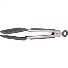 Tovolo 미니 터너 플랫 헤드 쉬운 잠금 메커니즘 요리용 논슬립 그립 집게 BPA 프리 & 식기세척기 사용 가능한 조리기구 차콜