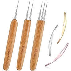 드레드락 크로셰 훅 우드 바늘 헤어 도구 브레이드 공예용, 1개