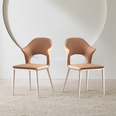 가죽 식탁의자 디자인체어 2개입, 2개, 다갈색