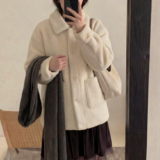 여성 퍼 코트 싱글버튼 퍼 자켓 하프코트 하객룩 페이크퍼 리얼느낌 포켓 자켓 빅사이즈 오버핏