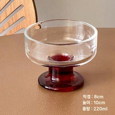 카페 요거트볼 투명 가벼운 식당 샐러드 요거트 찬기 클래식 광택-검정 다리 1개, 레드 바디 220ml 4개 × 1개