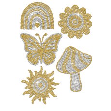 1개 유리 핫픽스 라인스톤 다리미 부착형 의상 액세서리 옷 가방 바지용 무지개 나비 버섯 혼합 모양 297x210mm, 혼합색