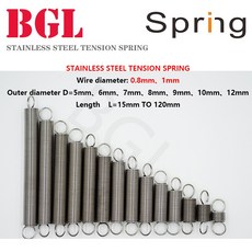 태엽스프링 용수철 코일 5 개/ 인장 스프링 0.8mm1mm 304 스테인레스 스틸 연장 OD 5mm-12mm 길이 15mm 120mm, [00] 0.8mm, [02] 9mm, [00] 70mm