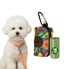 [우글우글] 프린팅 배변가방 풉백 파우치 1개 +배변봉투 1개, 1세트, 2개입, 하와이