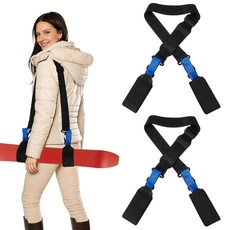 YELARXI 스키 스트랩 조절 가능한 나일론 스키 폴 캐리어 숄더 스트랩 후크 및 루프 EVA 패드 2개 및 블랙 & 블루 & 157cm(62인치) - 겨울 야외/산/다운, YELARXI 스키 스트랩, 조절 가능한 나일론 스키