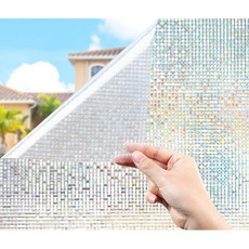 모던마켓 홈 셀프 인테리어 프라이버시 보호 유리창 시트지 UV 차단 썬팅지 무점착 3D 모자이크 반짝거리는 유리시트지 화장실 거실 침실 작업실 카페 데코 사생활보호 유리창문필름, 멀티