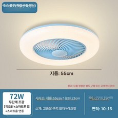 수친담마켓 실링팬조명 선풍기 안방 조명 공기순환, 블루 55cm 티몰정링(별매), 기본 색상