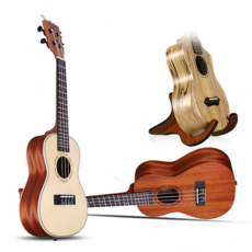 초보 우쿨렐레 꽃 우드 스탠드 가방 세트 입문 기타, 23인치 원형홀 피치하트선물가방, 1개