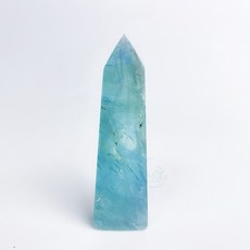 螢石柱 飛雪 星空光 Tiffany藍綠 帶彩虹光 帶天然晶洞 藍螢石 綠螢石, 1個