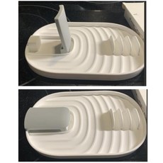 뚜껑 홀더가 있는 다기능 식기 받침대 식기 냄비 뚜껑 받침대 홀더 주방 카운터용 실리콘 스푼 받침대 공간 절약 내구성 있는 소재 화이트 2피스, 뚜껑 홀더가 있는 다기능 식기 받침대, 식기 냄비 뚜껑