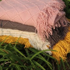 프린지 장식 면혼방 차량 야외 휴식 소파 덮개 보온 감성 인테리어 소품 거실