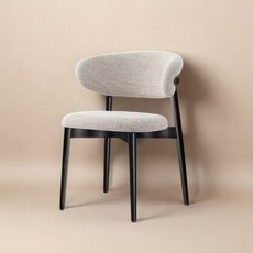 Shark家具 實木餐椅 軟包靠背 簡約輕奢北歐風格 家用餐桌椅 總高76cm, 黑色米白, 1個