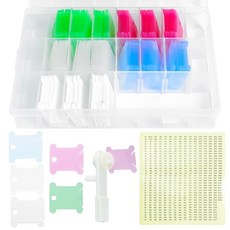 자수 치실 정리함 보관함 보빈 와인더 실 홀더 150개의 보빈이 있는 탈착식 24칸 1개 공예 DIY 재봉 구슬 보관용 숫자 스티커