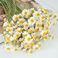 에이치엠데코 조화 데이지꽃 부쉬 데이지 꽃다발 촬영용 부케 조화 3묶음(18p), 3개, white