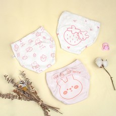 網眼棉六層紗學習褲3件組-透氣吸水、柔軟親膚、卡通圖案, 521女款3件組, 1個