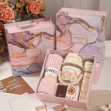 台灣出貨 公司伴手禮盒 開業活動商務周年高檔定制生日百日宴實用結婚回禮物, 1個, 鎏金藍禮盒 一,20x18x8cm