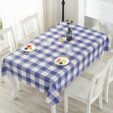 깽구 방수 고급체크 식탁보, 블루체크, 90 x 140 cm, 1개