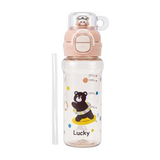 兒童水壺 可愛卡通 Happy day!, 淺咖, 10個, 620ml