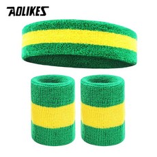 남성용 AOLIKES 스웨트 밴드 헤드밴드 손목밴드 - 머리 손목 스웨트밴드 세트 스포츠 육상 운동 농구에 이상적, 22)Green yellow