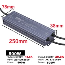 야외 비 방수 조명 변압기 AC DC 220V 5V 12V 24V 스위칭 전원 공급 장치 LED 드라이버, [02] 24V, [09] 500W