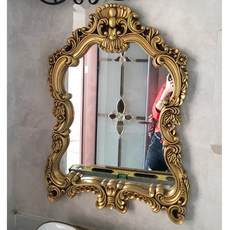 대형 엔틱 욕실 벽걸이 거울 아치형 원목 인테리어 메이크업 화장대용 미러, E_대형 빈티지 골드