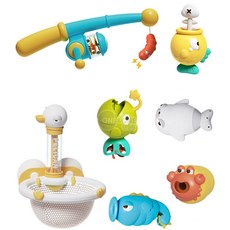 베란다풀장 유아용 자석낚시 뜰채 물총놀이 욕실완구 숫자놀이교구 유아물고기잡기, 1세트, 혼합색상