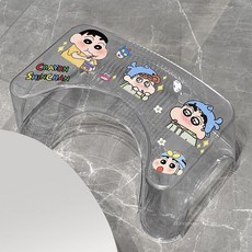 可愛卡通庫洛米造型馬桶凳，家用蹲坑神器，兒童成人墊腳凳，防滑加厚, 透明 戴帽小新貼紙 升級款