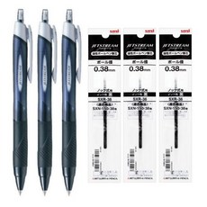 더주니 유니 제트스트림 SXN-150 단색 볼펜 3개 + 리필 3개 세트, 1개, 0.38mm 블랙 3개 + 리필 3개 세트