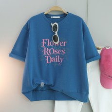 달콩 여성 ROSE프린팅칠부맨투맨 반팔맨투맨