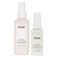 OUAI 리브인 컨디셔너 세트 다기능 열 보호 스프레이 스타일링 모발 준비 잔머리 정리 윤기 부여 엉킴 방지 스프레이로 2개입 1.5oz 4.7oz 276747, OUAI 리브인 컨디셔너 세트 - 다기능 열 보호 스프, 1