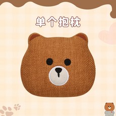 可愛小熊汽車坐墊 卡通亞麻座椅套, 1個, 腰枕1個:腰枕1個