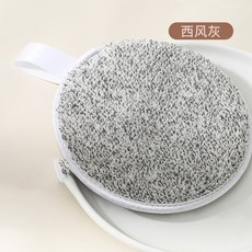 懶人清水卸妝粉撲 竹炭纖維 柔軟大號加厚 圓形潔面撲, 1個, 西風灰【12cm】, 西風灰