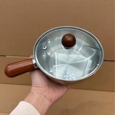 나무 손잡이가 있는 파스타 쿠커 인덕션 호환 균일한 분배 기숙사 사무실용 미끄럼 방지 바닥, With cover 13 8cm