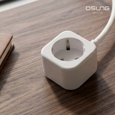 고용량 사각 1구 연장선 16A 연장 연결 에어컨 캠핑 멀티탭 멀티콘센트, 1개, 사각형 화이트, 1m