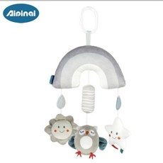 北歐風嬰兒車掛床鈴搖鈴嬰兒玩具，多功能寶寶床掛玩具，刺激視覺聽覺發展, 1個, 彩虹貓頭鷹