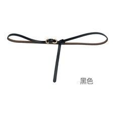 真皮女士細腰帶 無孔設計 裝飾百搭 黃色