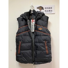 Superdry 復古風格 加厚保暖 背心 合身版型 黑橘, 黑色,S, 1個