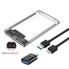 도구 필요 없는 투명 하드 드라이브 케이스 HDD 인클로저 2.5 인치 SATA에서 USB 3.0 C 타입 3.1 UASP, 04 Micro B-USB A OTG
